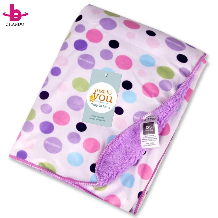 Bsci Audited Supply Factory Free Sample Super Softextile Microfiber Minky Dots Baby Blanket With Colorful Chevron