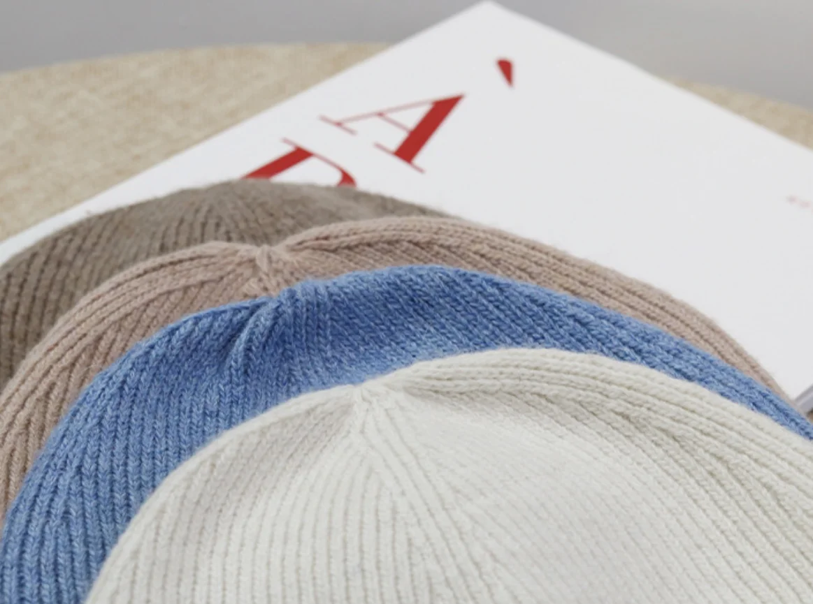 Custom embroidery logo ribbed cable knit 30% Wool Cashmere Beanie Hats men womens winter merino wool cashmere beanies hat