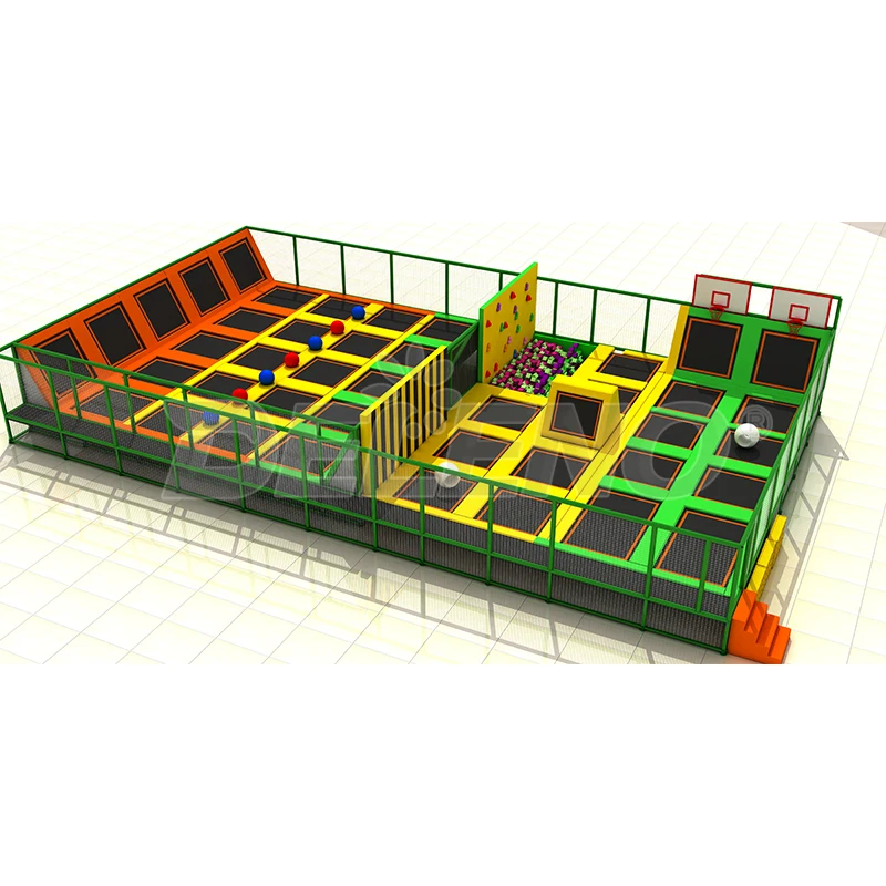 Indoor trampoline park for gym and shopping mall amusement equipment for kids and adults Warriors area and dodge ball zone