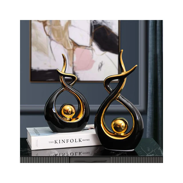 Luxury Ceramic Decoration Abstract Sculpture Figurines for Interior Living Room European Abstract Sculpture