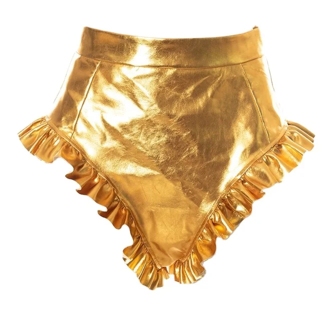 Women Summer 2021 Fashion Party Clubwear High Waist Shiny Leather Shorts