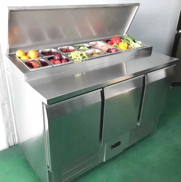 2-х дверный коммерческих пиццы/салат сэндвич охлаждаемый прилавок-витрина