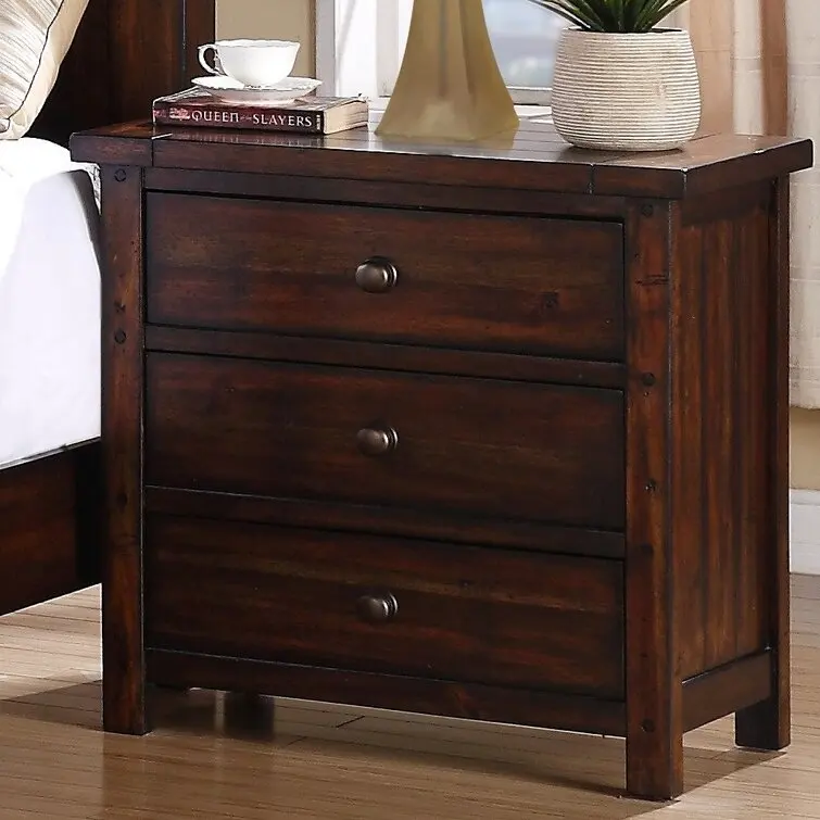 Shiyi Hollister Standard Configurable Bedroom Set with Bed Nightstand Dresser-Timeless Style and Rustic Appeal MDF Wood