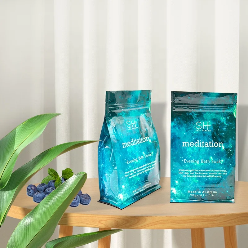 250g 500g Custom Bath Salt Pouches Bath Soak Epsom Salt Packing Flat Bottom Bag With Zip Lock Body Scrub Packaging Bags