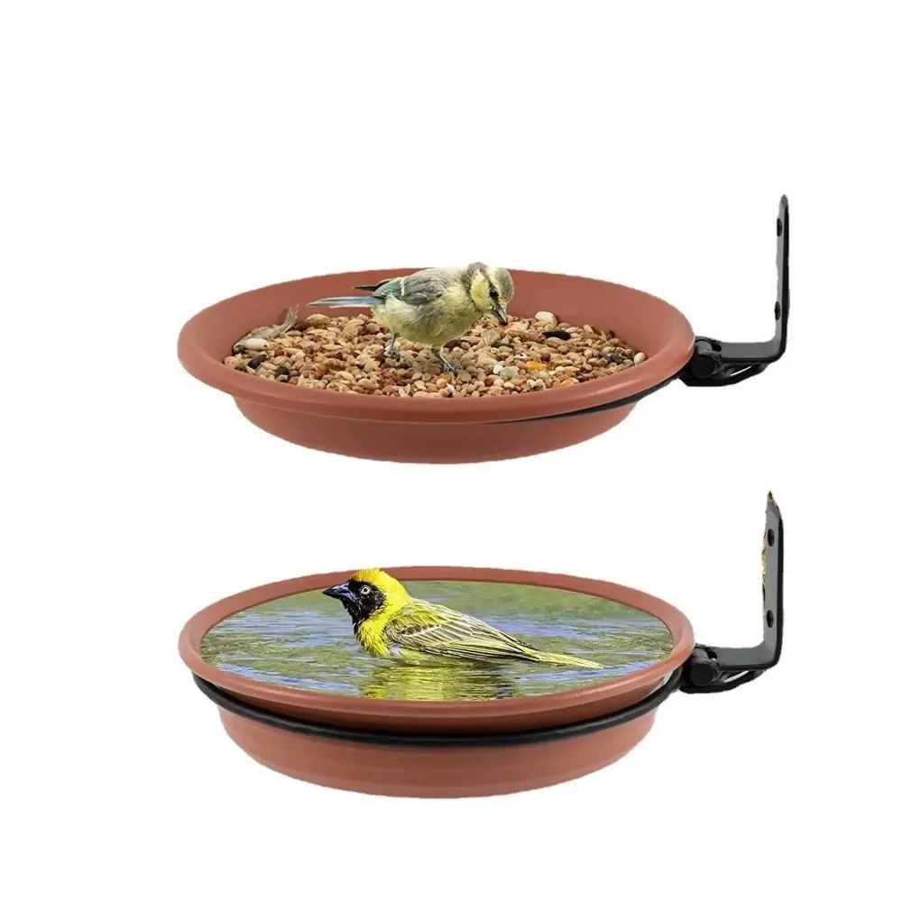 2 Bird Trays Tree Mounted for Bird Feeder Bird Bath Bowl Installed on Wooden Fence Wall