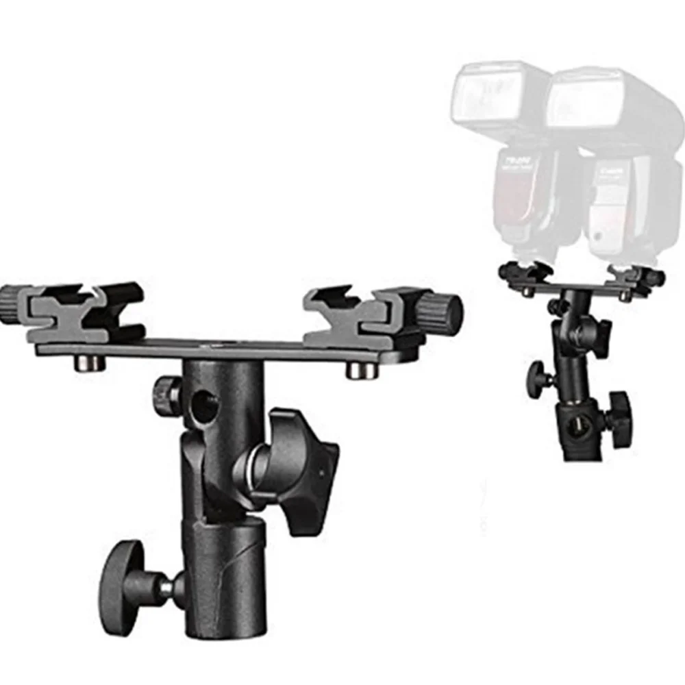 Custom Photography Full Function Umbrella Holder Socket Photo Light Stand Heavy Duty Dual Camera Flash Bracket