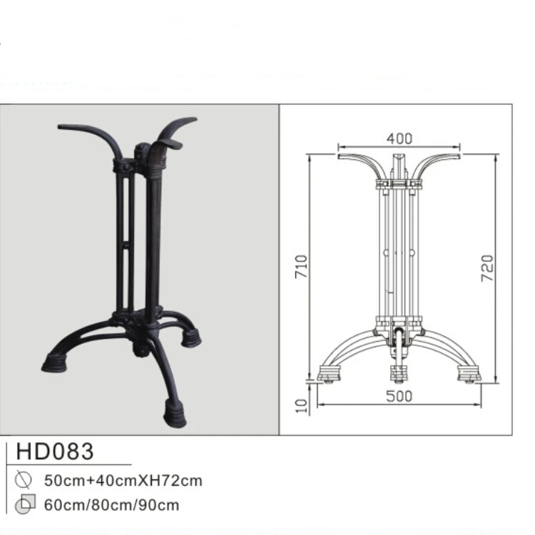 outdoor cast iron restaurant  furniture table leg base with black powder coated finished
