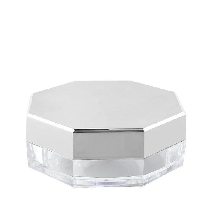 Diamond shape ABS material 15g 8g octagonal shape loose powder jar with net and sifter