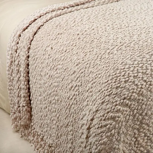 Wholesale Plain Style 82%Polyester 12%Acrylic Yarn Dyed Chunky Boucle Fancy Dot Woven Blanket