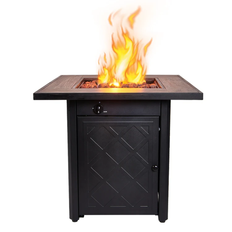 Outdoor Patio 28 Inch Square Ceramic Tabletop Propane Gas Firepit Firetable Gas Fire Pit Table