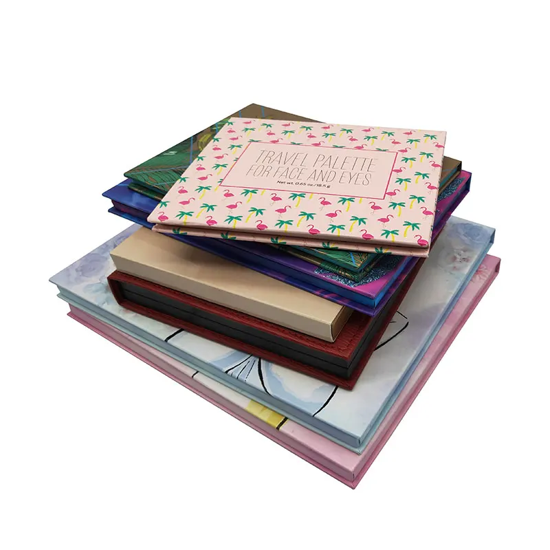 Wholesale Custom Printed Cosmetic Palette Packaging Empty Magnetic Flip Gift Rigid Cardboard Makeup Palette Eyeshadow Packaging