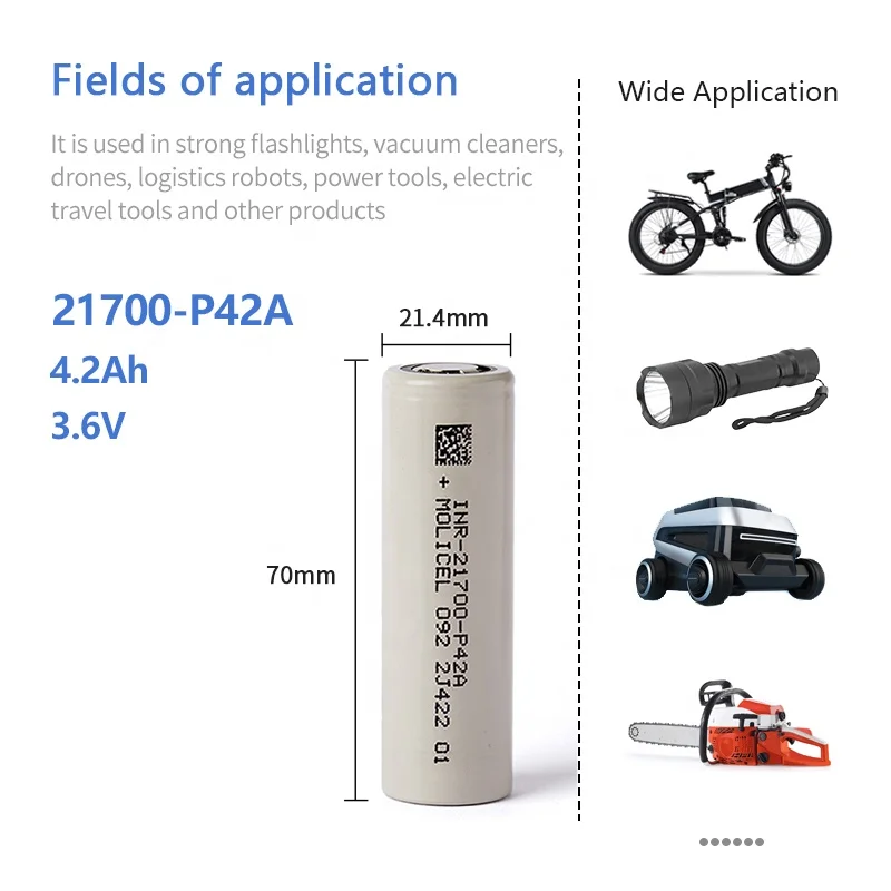 molicel INR 21700 P42A 4200 mah Li-ion Battery 3.7V 4200 mah Li-ion battery 21700