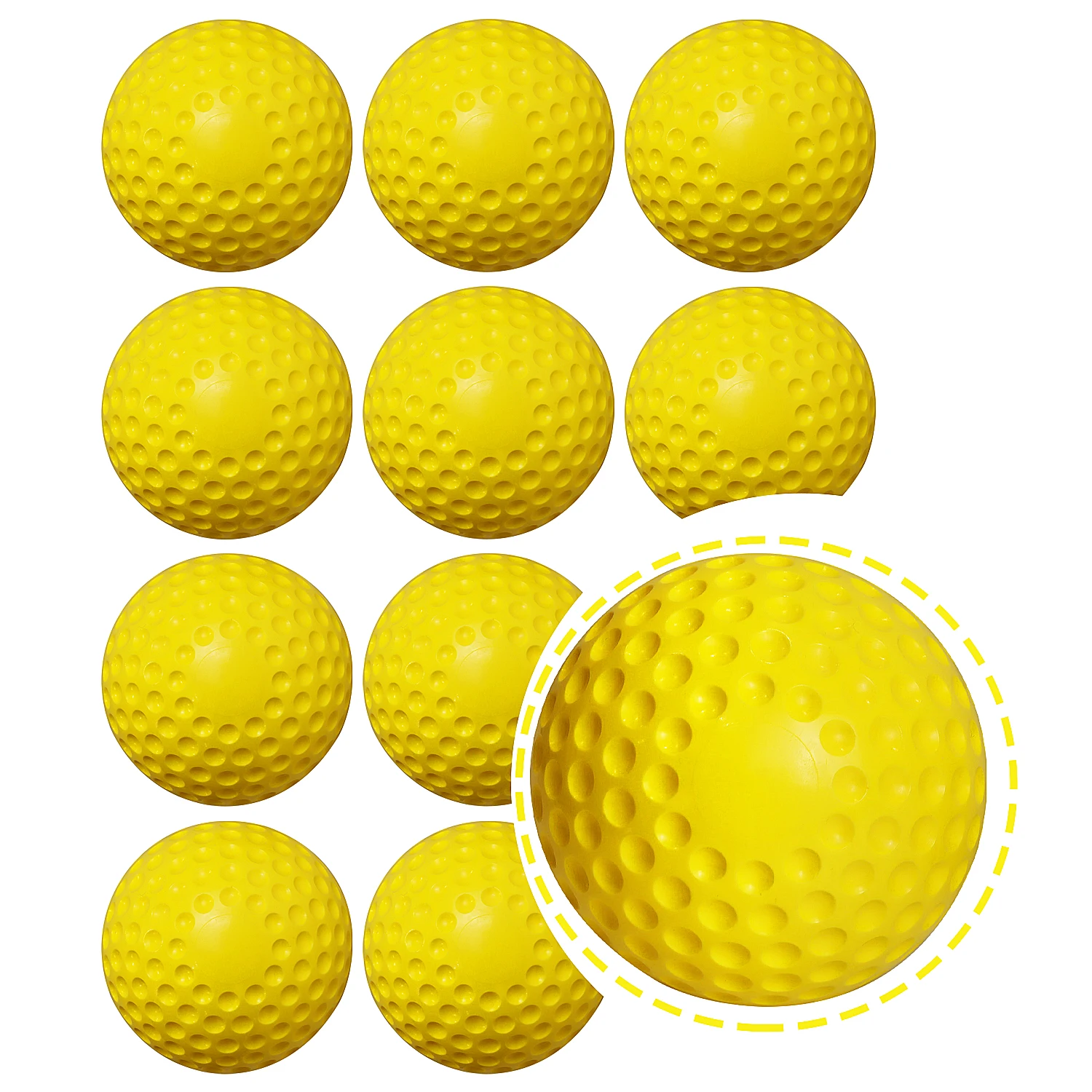 Custom logo 9',12' Yellow Dimple training Pitching Machine Baseball Softball Ball
