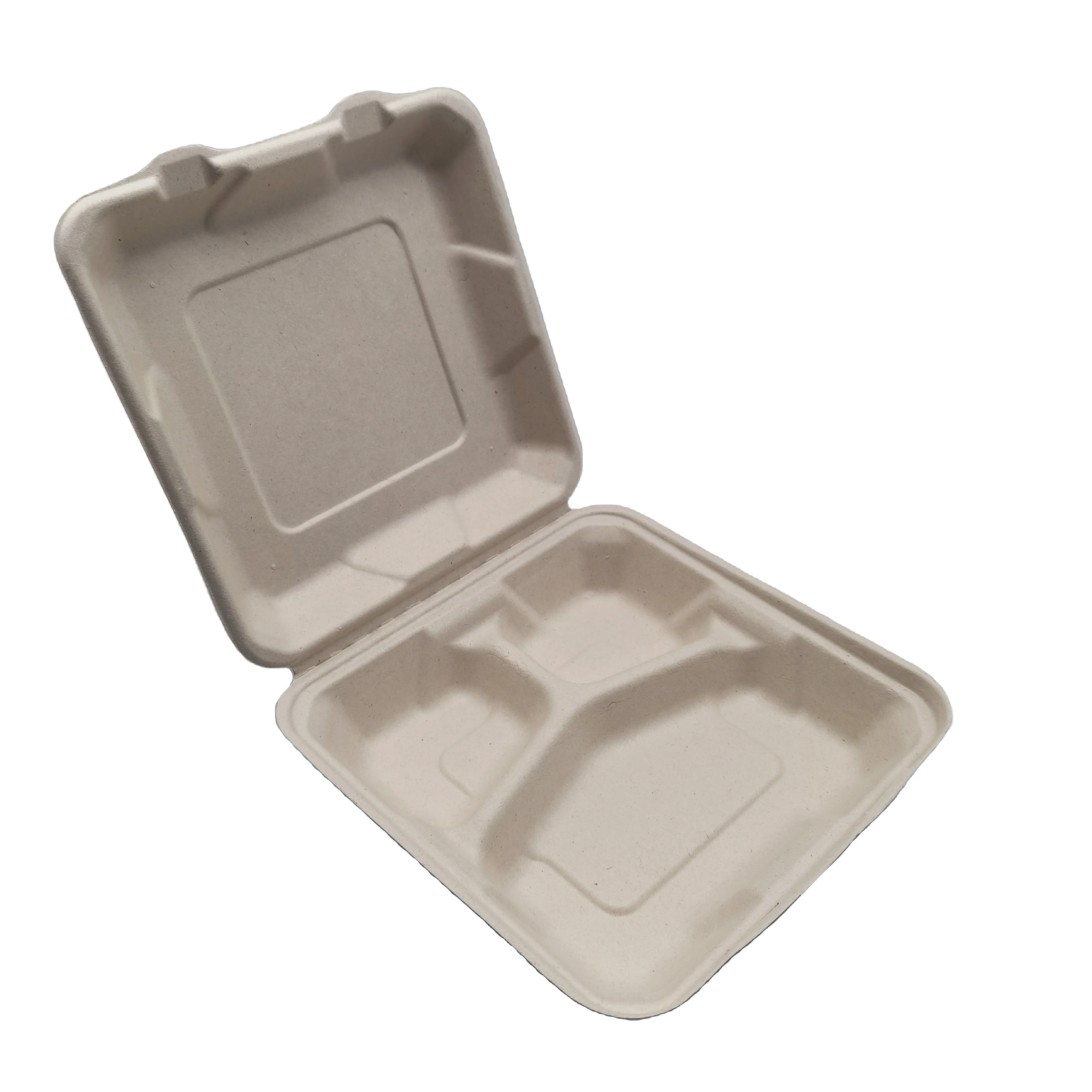 
Custom Single 2 3 Compartment Sugarcane Bagasse Food Containers Biodegradable Disposable Bento Lunch Box 