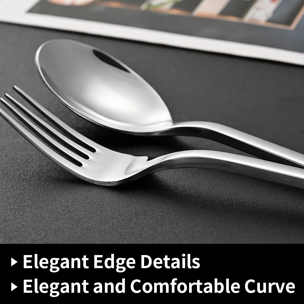 QZQ Metal Wedding Silverware Silver Cutlery High Quality Besteck Stainless Steel Square Handle Spoon And Fork Set Flatware Set