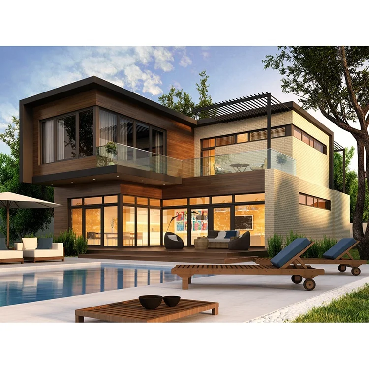 Prefabricated multipurpose metal building service life up to 70 years luxury modular homes mobile detachable light steel villa h