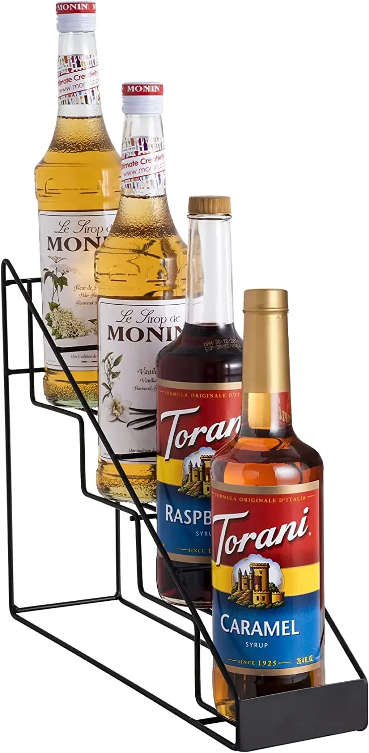 Coffee Syrup Rack for Coffee Bar Accessories Fits with Torani and Monin Syrup Coffee Bar Organizer Holds 4 Bottles