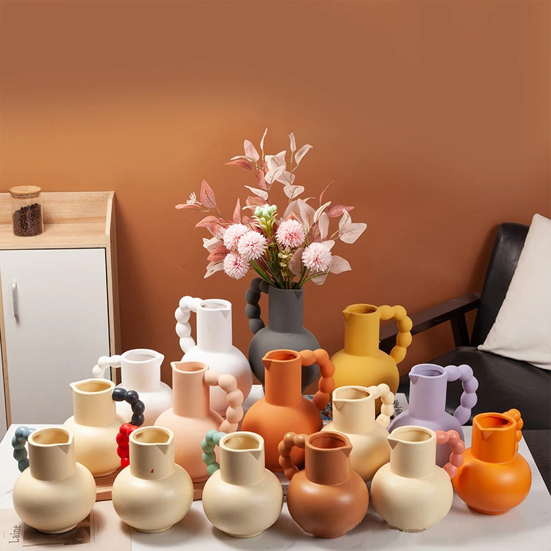 Nordic Ins Ceramic Vase Home Decoration Ornaments Colorful Geometry Flower Pot Art Vases Crafts Gifts