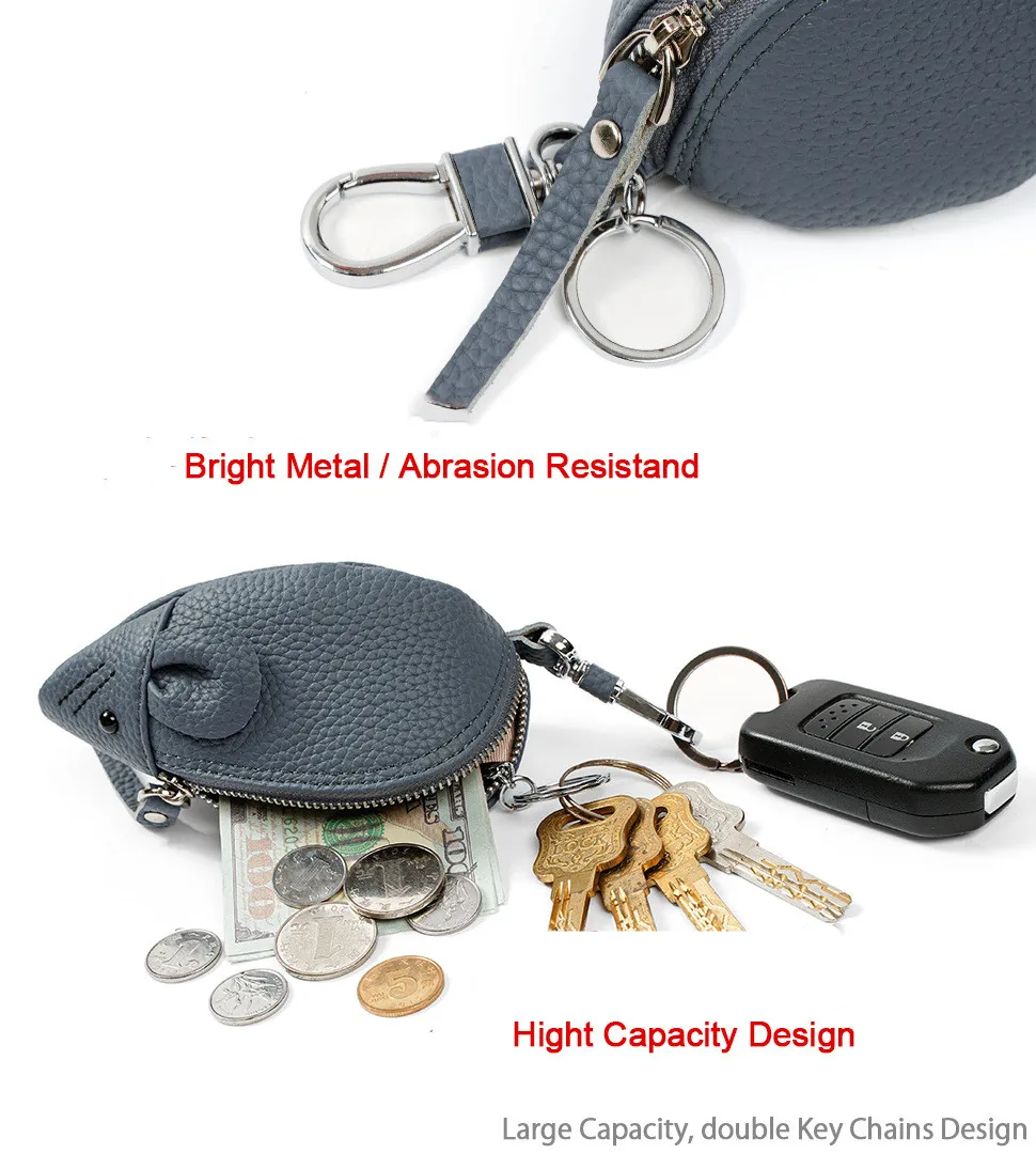 Soft Genuine Leather Small Wallet Children Gift 3d Rat Mouse Mini Coin Key Purse Zipper Earphone Data Cable Storage Holder
