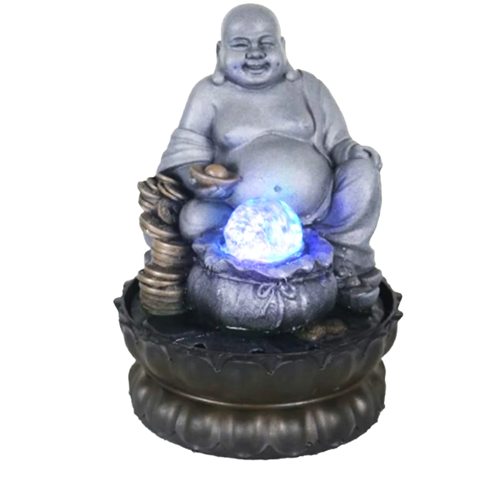 Zen Meditation Home Decoration Indoor Waterfall Tabletop Buddha Water Fountain With Led Light Ball