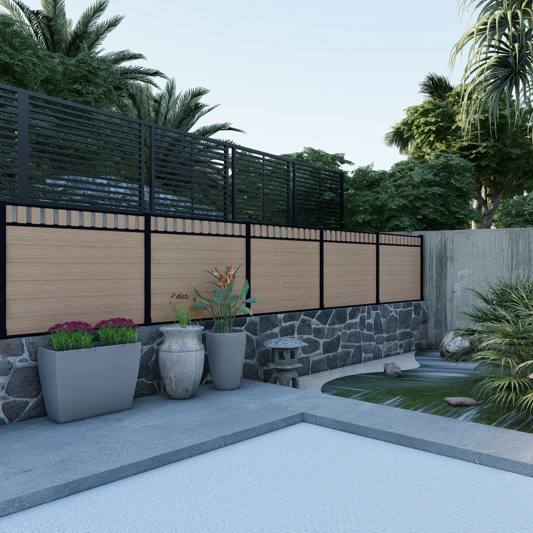 Hot sale wpc fence popular and cheap plastic timber composite wpc fence with gate