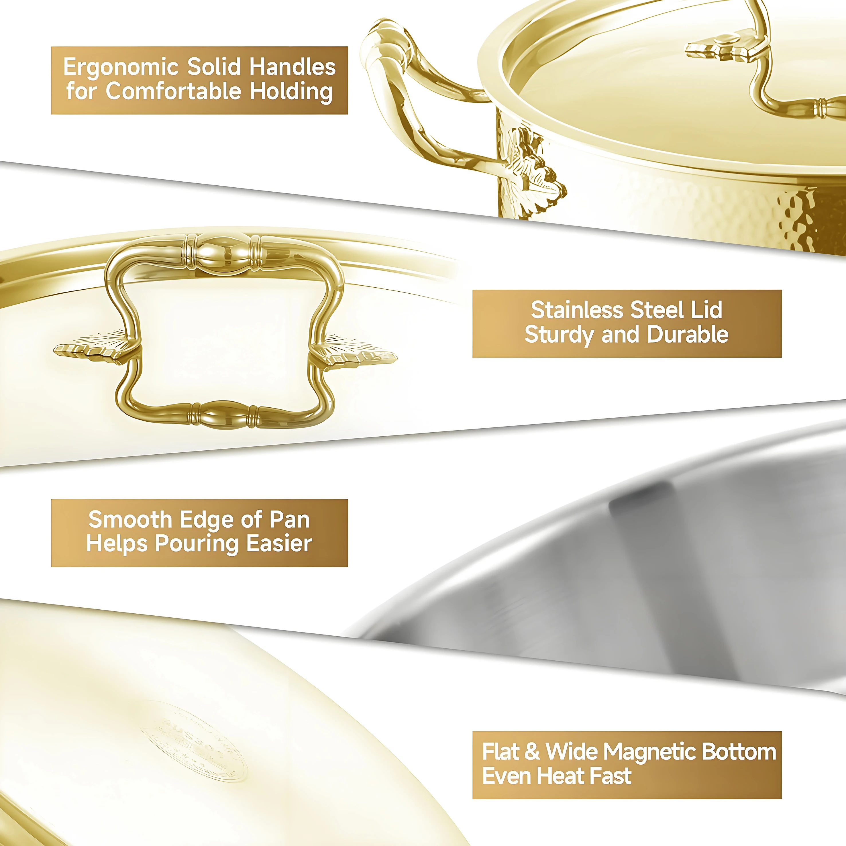 YIYIAN Modern Kitchenware Luxury Stainless Steel 304 Hot Pot 3 Layers Steel Cooking Pot Kitchen Cookware Set with Metal Lid