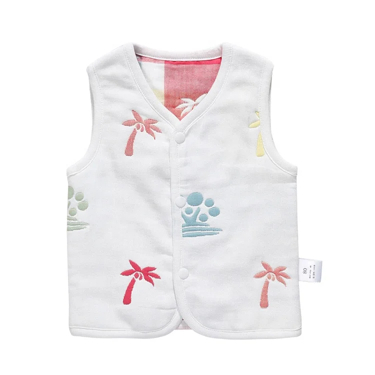 
China Supply Spring Baby Vest 100% Cotton Reversible Kids Gauze Vest 