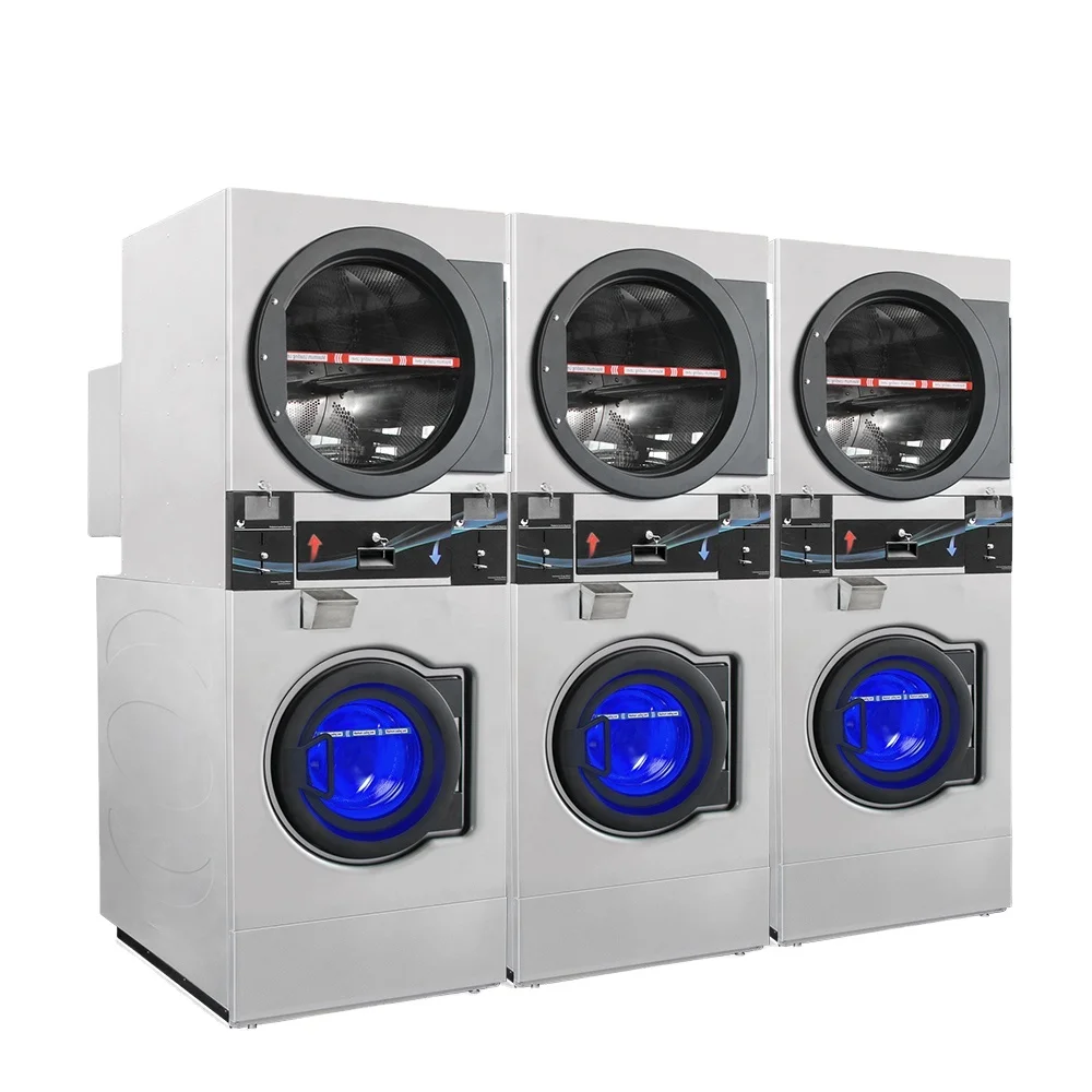 Professional 15kg Front-Load Commercial Coin Operated Fully Automatic Laundry Washer and Dryer Combo Washing Machines