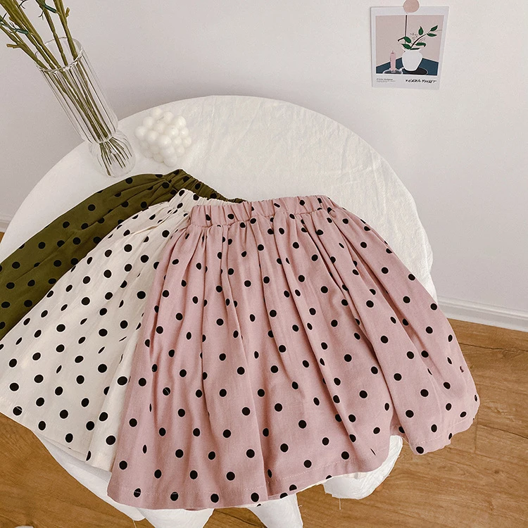 New Arrival 3 Colors Summer Kids Clothing 100% Cotton Elastic Waist Mini Dress Child Kids Girls Short Skirt