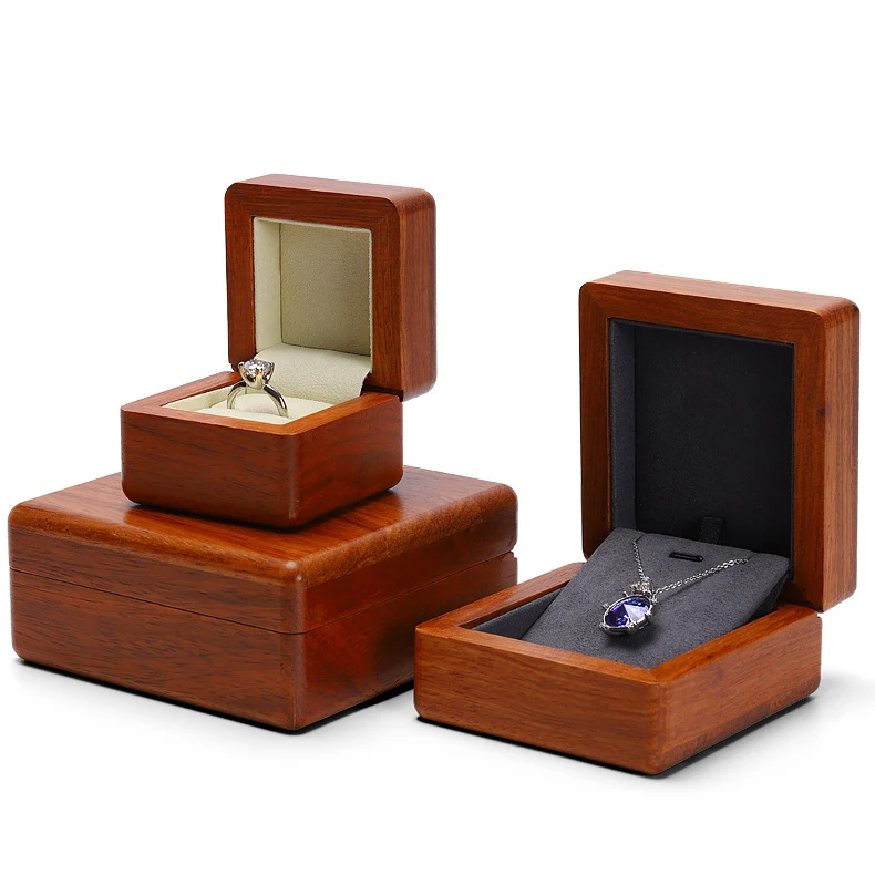 China Wholesale Multi Positions Ring Pendant Jewelry Box Organizer Luxury Wooden Storage Jewelry Ring Gift Box With Magnetic Lid