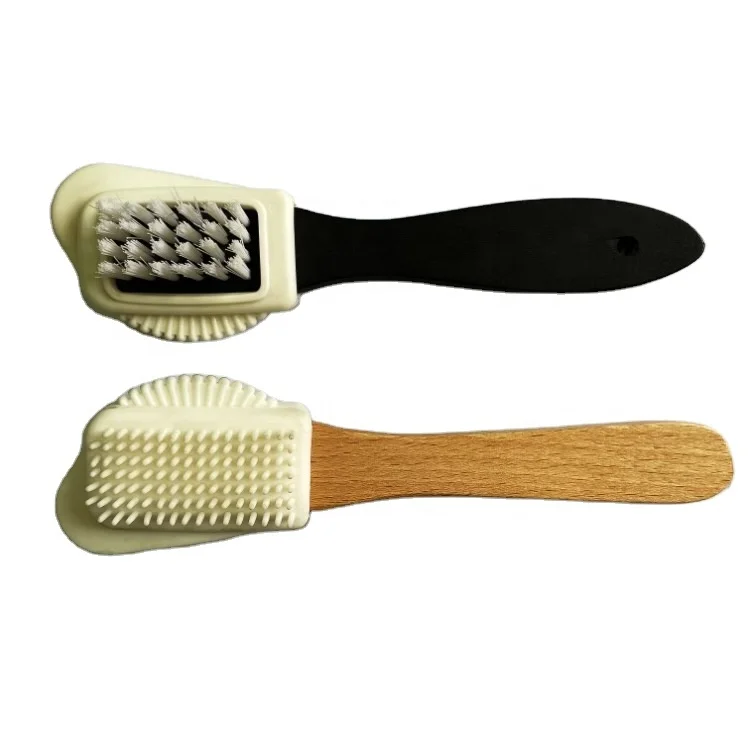 Customer Logo Wooden Handle Silicone Nubuck and Suede Frosted Cleaning Brush Restorer Natural Soft TPR Crepe Brush