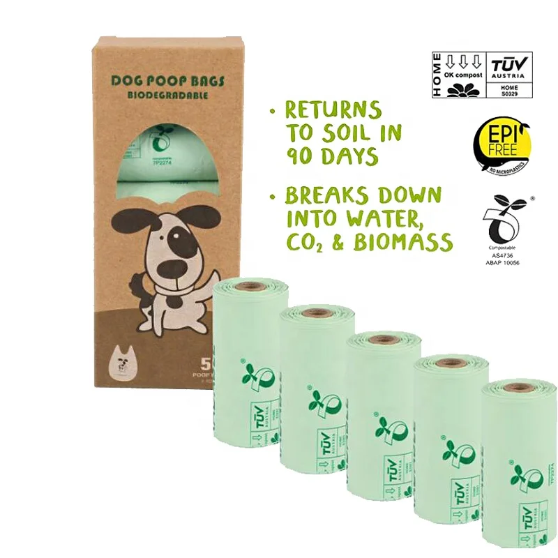 Custom Eco-Friendly Bio Degradable Dog bags Cornstarch Earth Compostable Biodegradable Poop Bags For Pet Poop
