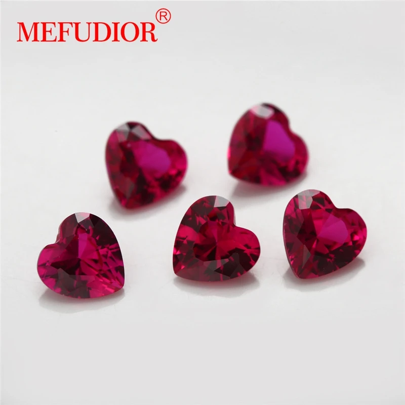 4*4-12*12mm 5A Wholesale Synthetic Ruby  Factory Price heart shape 5# ruby loose gemstones Corundum
