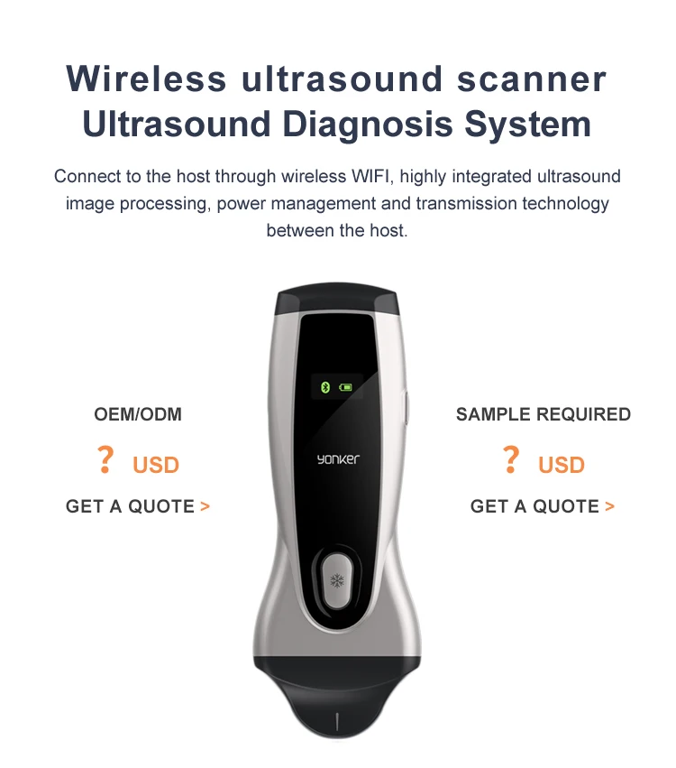 Yonker pocket veterinary ultrasound scanner portable Handheld WiFi Color wireless ultrasound probe vet for animal cat pet dog