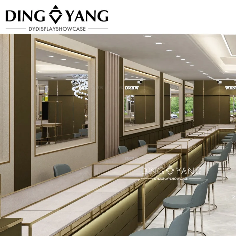 One-stop Service Custom Made Factory Supply Modern Gold Shop Design , Gold Showroom Counter Design
