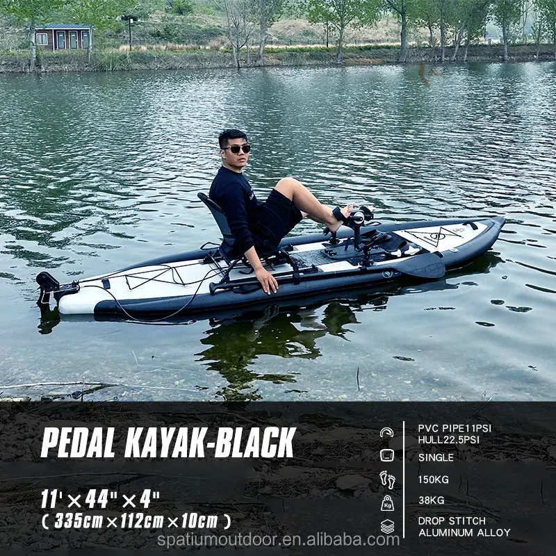 Spatium New arrival Cheap Single Person Sit On Top Fishing Pedal Drive Kayak With Aluminum Kayak Seat