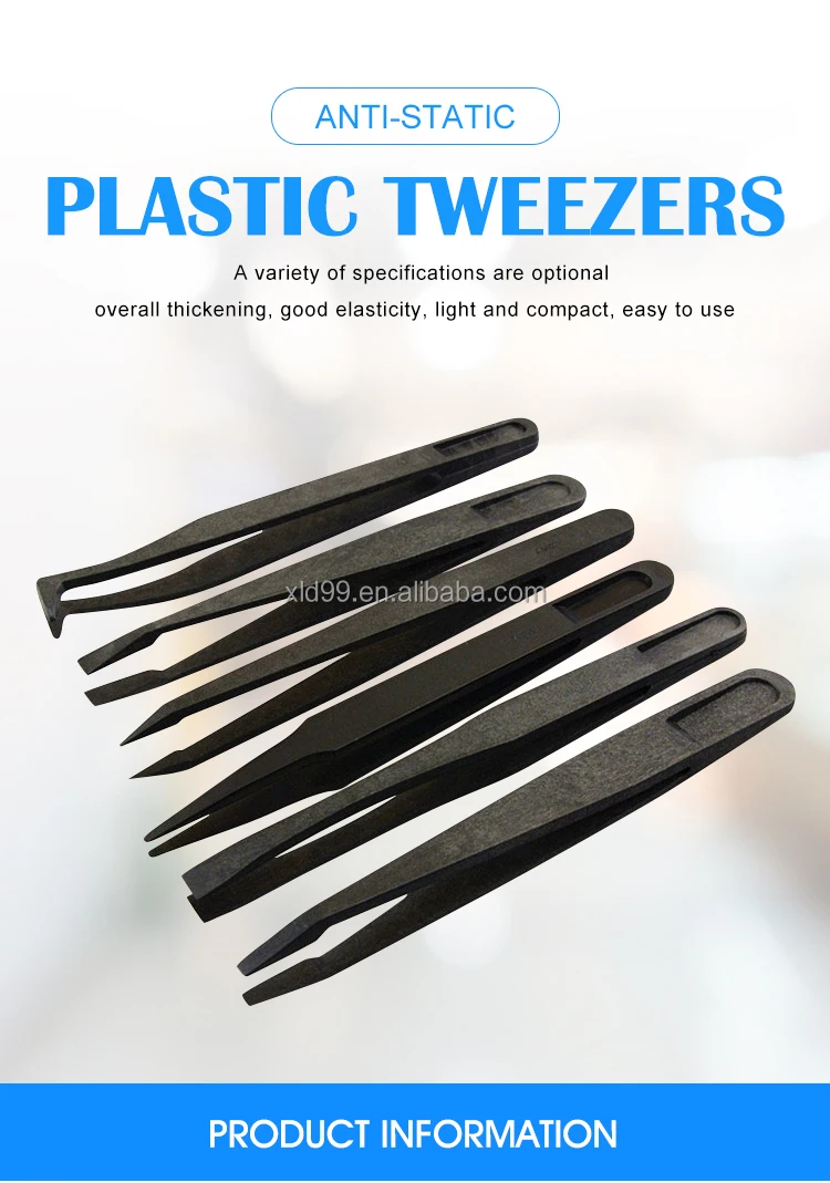 ESD Plastic Industrial Tweezers Anti Static Plastic Conductive Tweezers