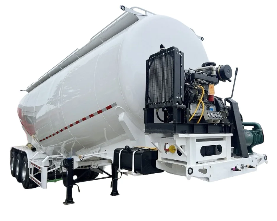 Eksi Powder Bulker Tank Truck V Type Dry Bulk Cement Tanker Semi-trailer Carbon Steel and Aluminium 12R22.5 White Truck Trailers