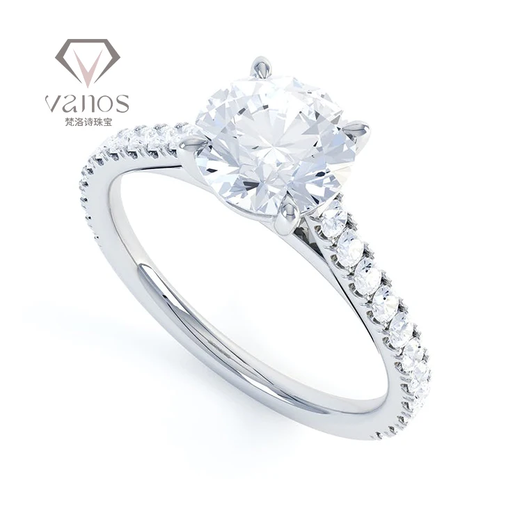 Vanos New Design Claw Setting HPHT Lab Grown Diamond Ring 9K 10K 14K 18k Rose Gold Fine Jewellery Lab Created Diamond Ring Price