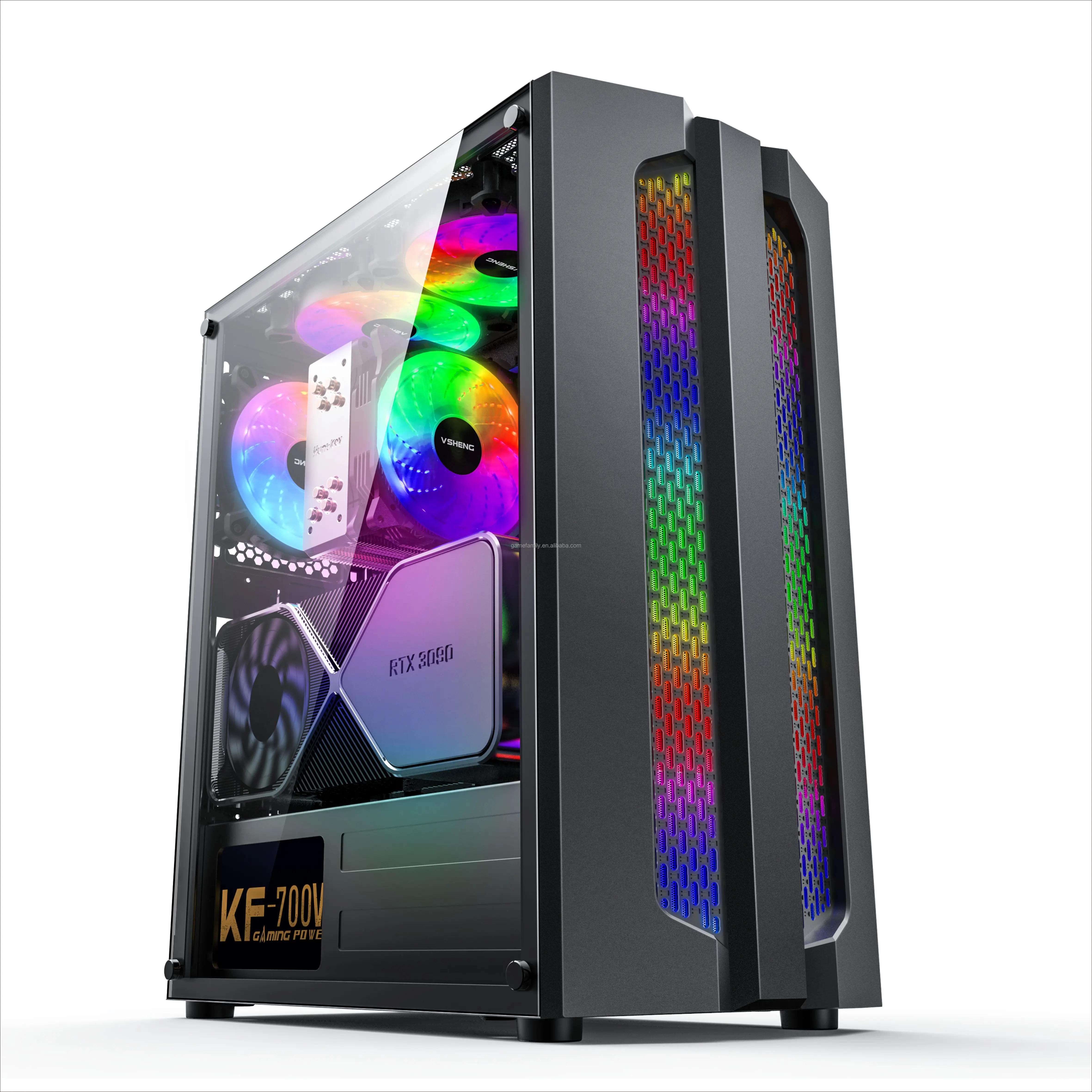Игровой Корпус для ПК Средней башни, корпус для компьютерных игр, новый дизайн, модная Передняя панель из закаленного стекла, боковая панель, RGB полоса, корпус для ПК