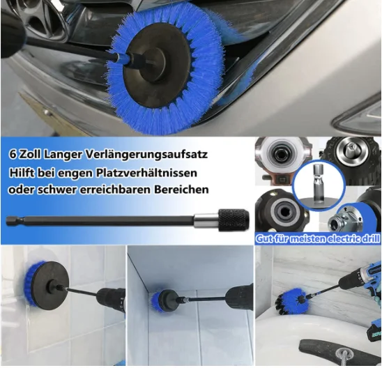 Brush attachment drill set 8 pieces, brush for cordless screwdriver,  attachment cleaning brush