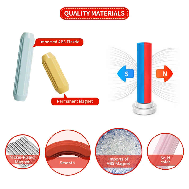 Unisex 3D Magnet Rods and Balls DIY Building Set Kids Magnetic ABS Plastic Toys EN71 Certified for Ages 5-7 Years