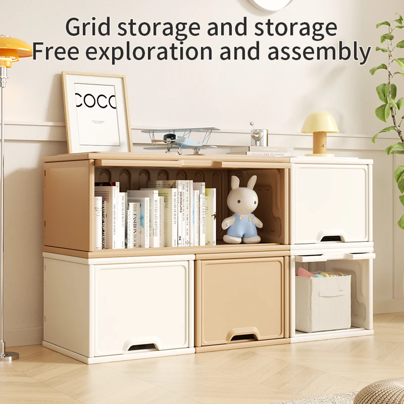 Feiqi combination storage rack large capacity toy furniture plastic book shelf stackable clothes organizer kids cabinets