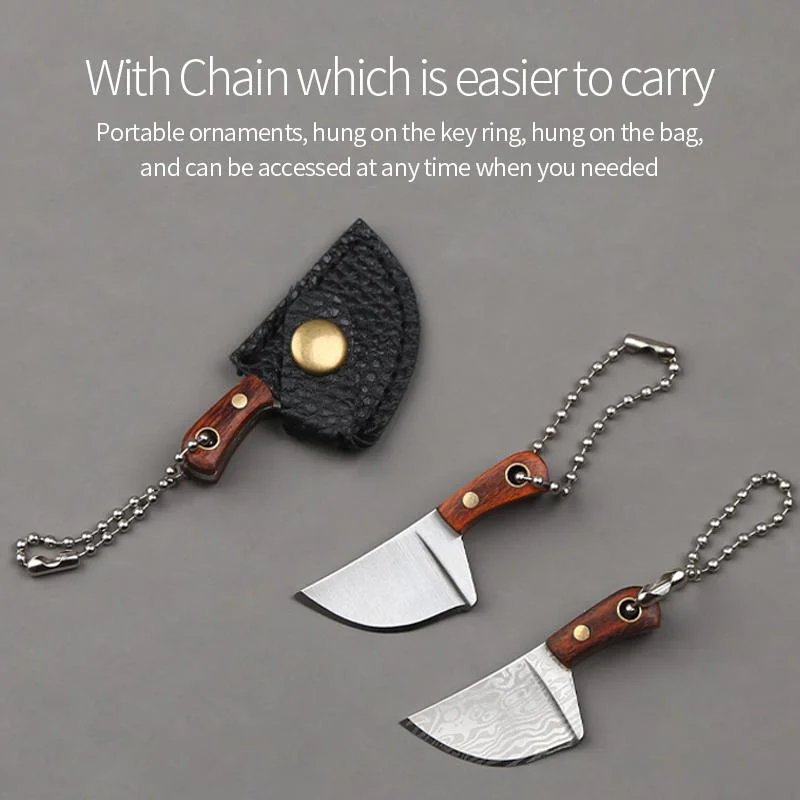 Wholesale Hot Sale Wholesale Mult-mini Cleaver Small Kitchen Knife Key Chain Knife Hunting Knife DAMASCUS Steel Stainless Steel