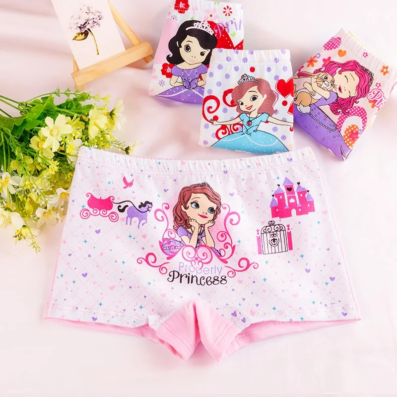 Factory cheap kids briefs soft cotton 5pcs one bag girls underwear wholesale children wearing panties