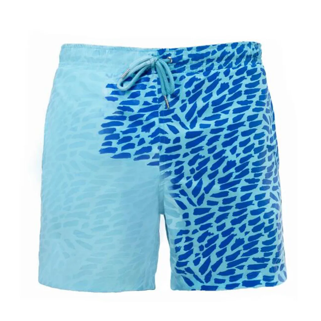 Color-changing Beach Shorts Men Quick Dry Tie Dye Swimwear Beach Pants Warm Color Discoloration Shorts Swim Surfing Board Shorts