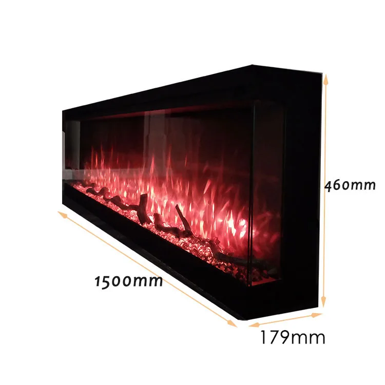 Modern Electric Fireplaces heater 750w/1500w/2000w/3000w optional ,7 COLORS,3 sided view, PTC fan and heater