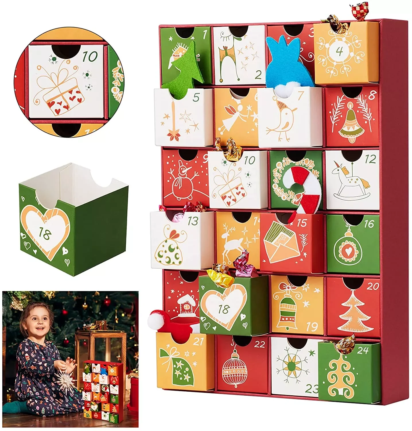 Festival Countdown Calendar 2022 24 Drawers Cabinet Christmas customize Gift Boxes Advent Calendar Box