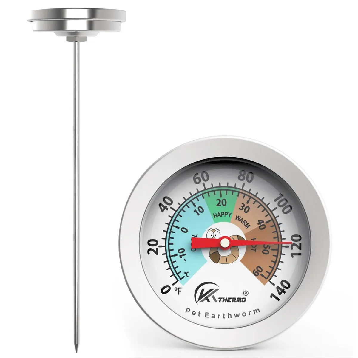 20-Inch Outdoor Garden Compost Soil Thermometer with Metal Dial for Household Temperature Monitoring Probe Type
