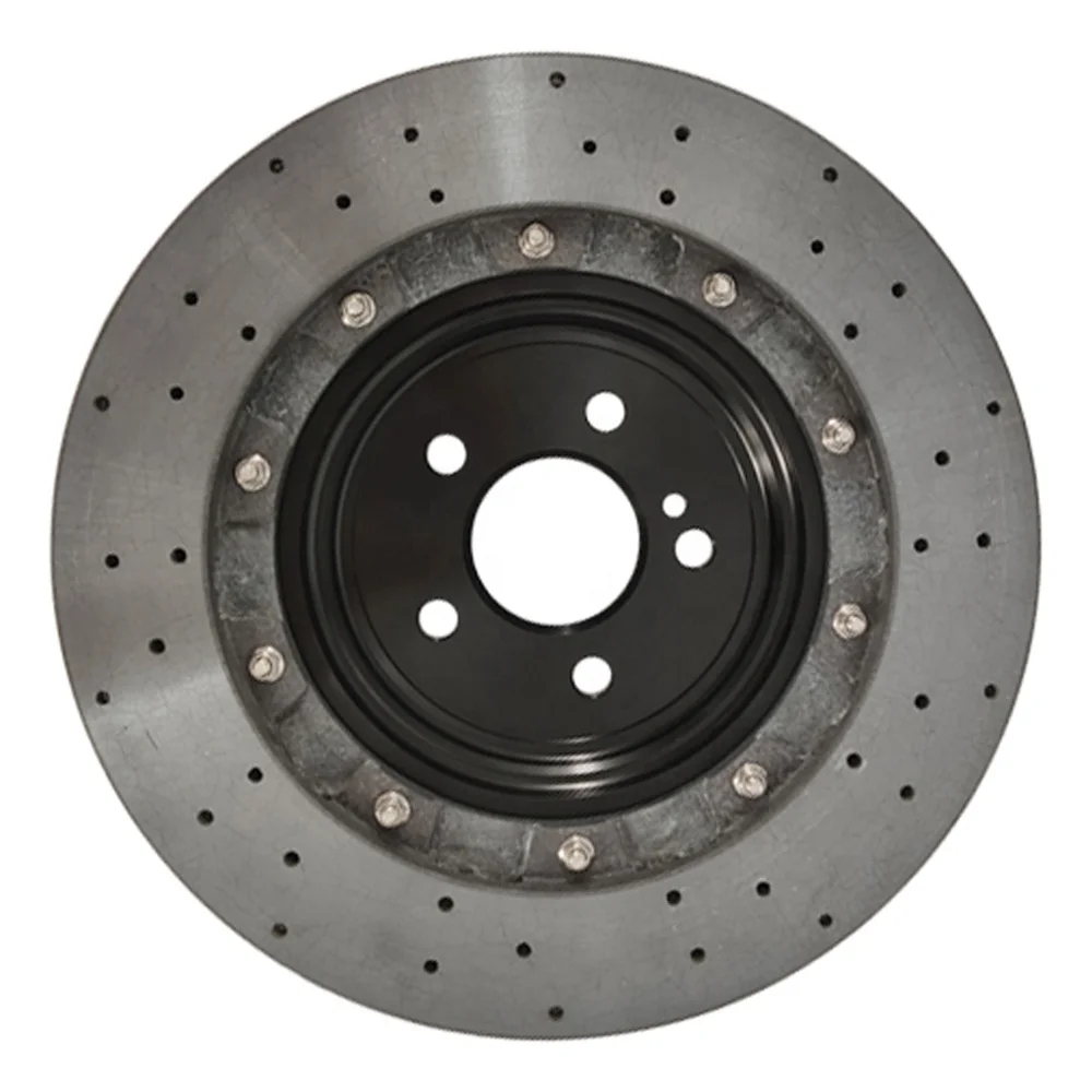 Automatic Upgrade 2-Pieces New Carbon Ceramic Drilled Front Break Disc Brake Rotor for Mercedes Benz C63 AMG 2314211812 390mm